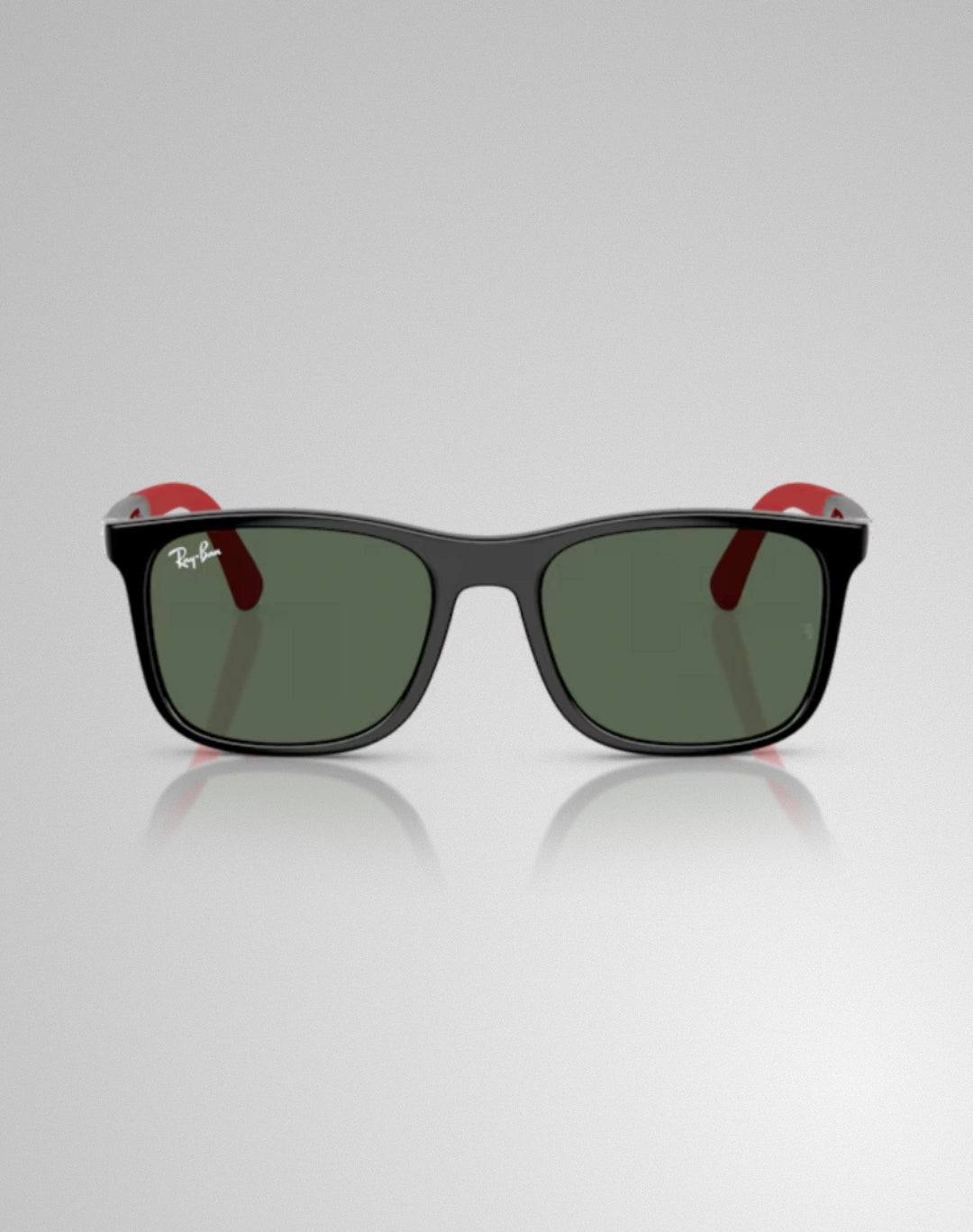Ray-Ban 0RJ9084S-713171 – Lunettes de soleil carré noir sur caoutchouc rouge