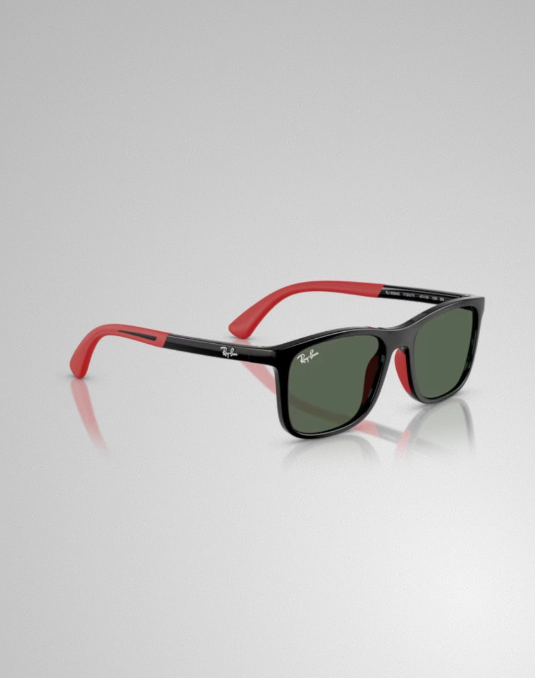 Ray-Ban 0RJ9084S-713171 – Lunettes de soleil carré noir sur caoutchouc rouge