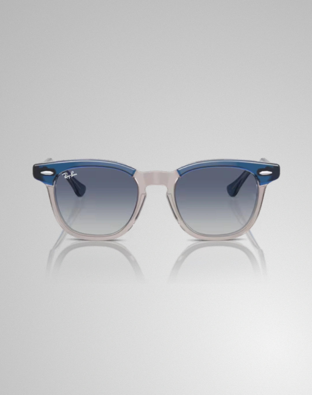 Ray-Ban 0RJ9098S-71554I – Lunettes de soleil carré dessus bleu foncé et marron et gris