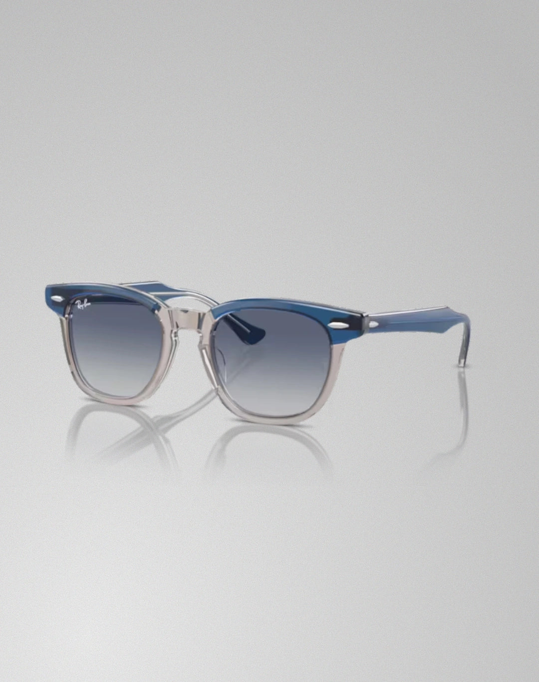 Ray-Ban 0RJ9098S-71554I – Lunettes de soleil carré dessus bleu foncé et marron et gris