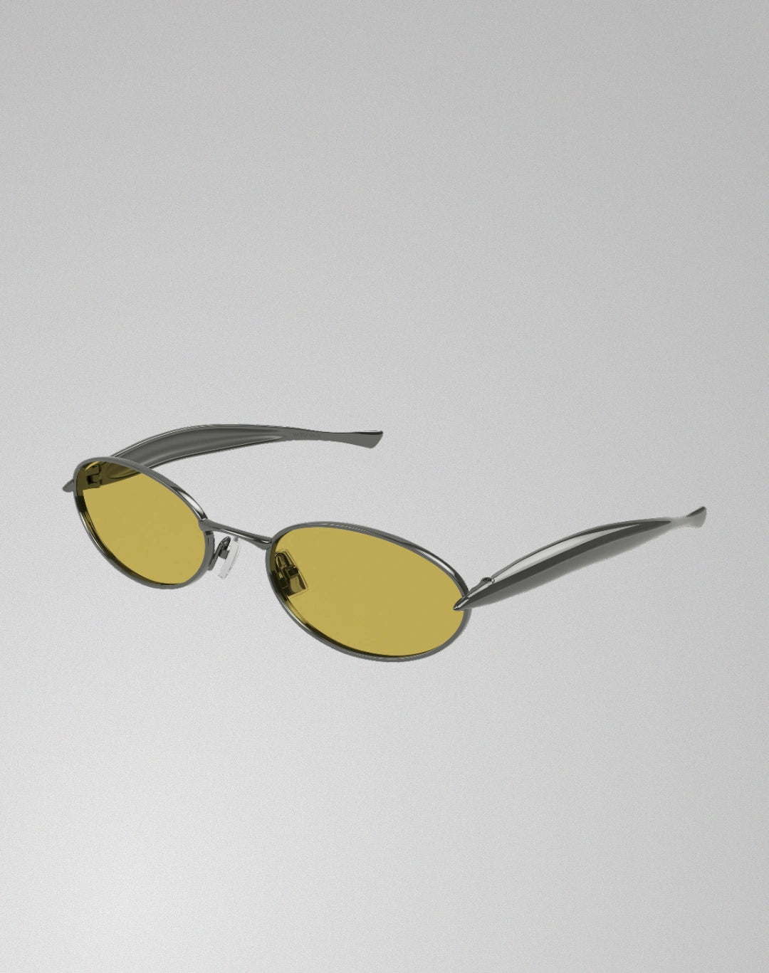 Bottega Veneta BV1386S-002 – Lunettes de soleil ovales ruthénium/jaune (L)