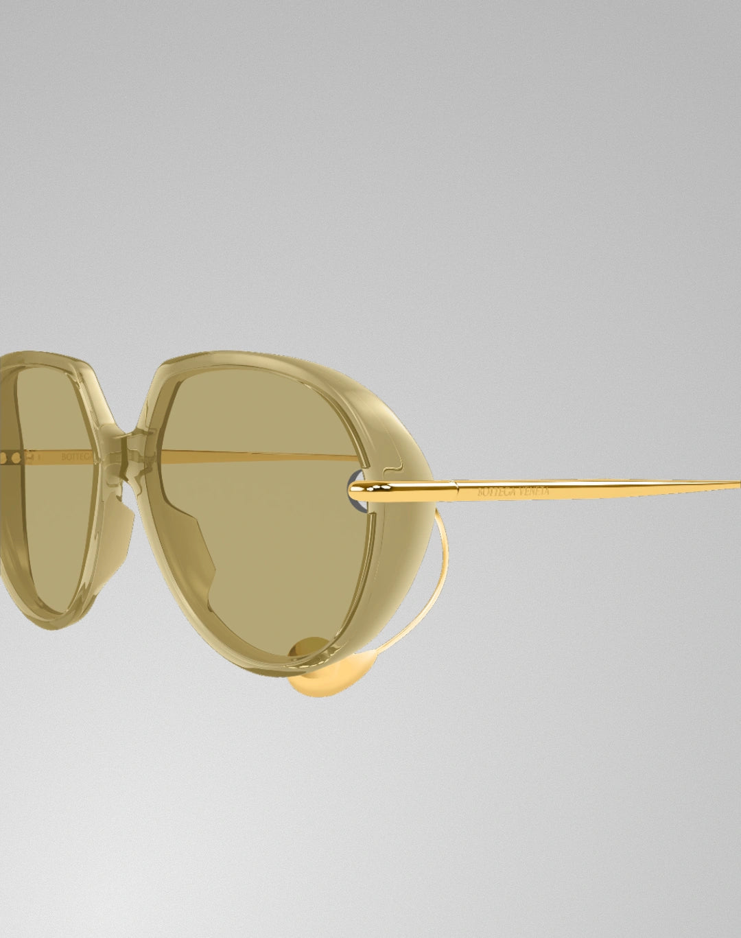 Bottega Veneta BV1436S-004 – Lunettes de soleil ronde jaune (XL)