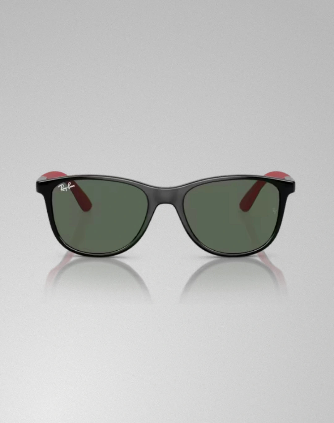 Ray-Ban 0RJ9077S-713171 – Lunettes de soleil carré noir sur rouge