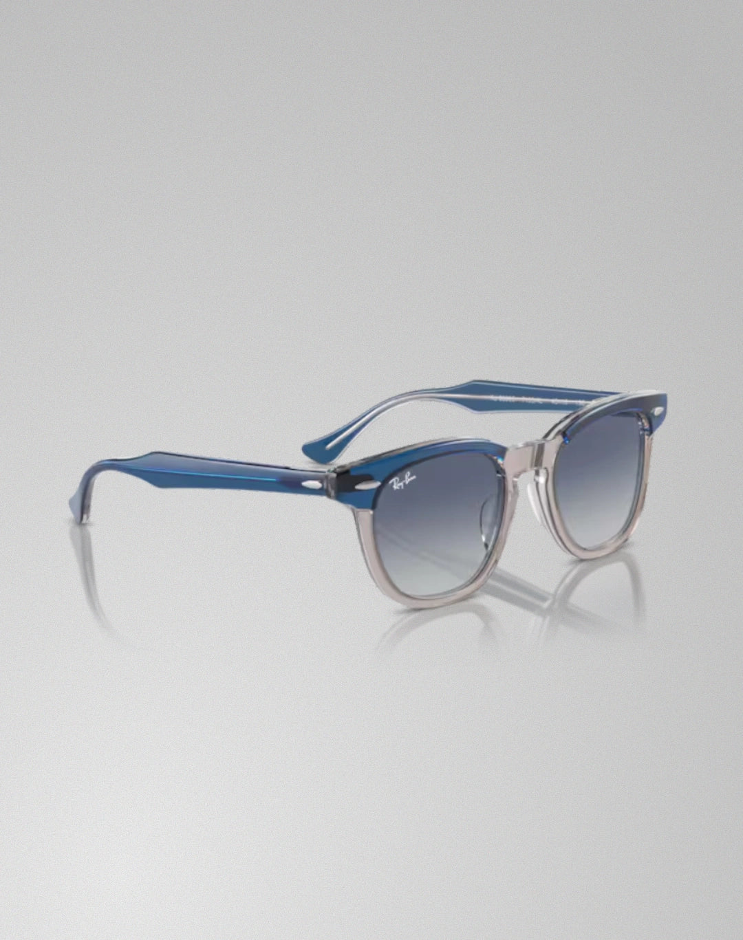 Ray-Ban 0RJ9098S-71554I – Lunettes de soleil carré dessus bleu foncé et marron et gris