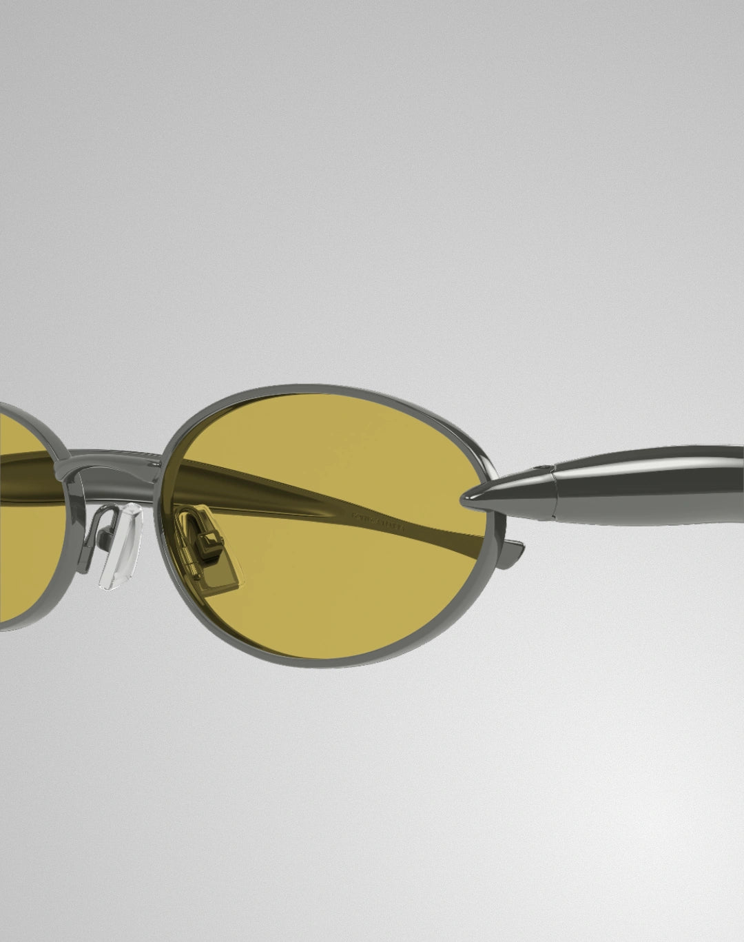 Bottega Veneta BV1386S-002 – Lunettes de soleil ovales ruthénium/jaune (L)