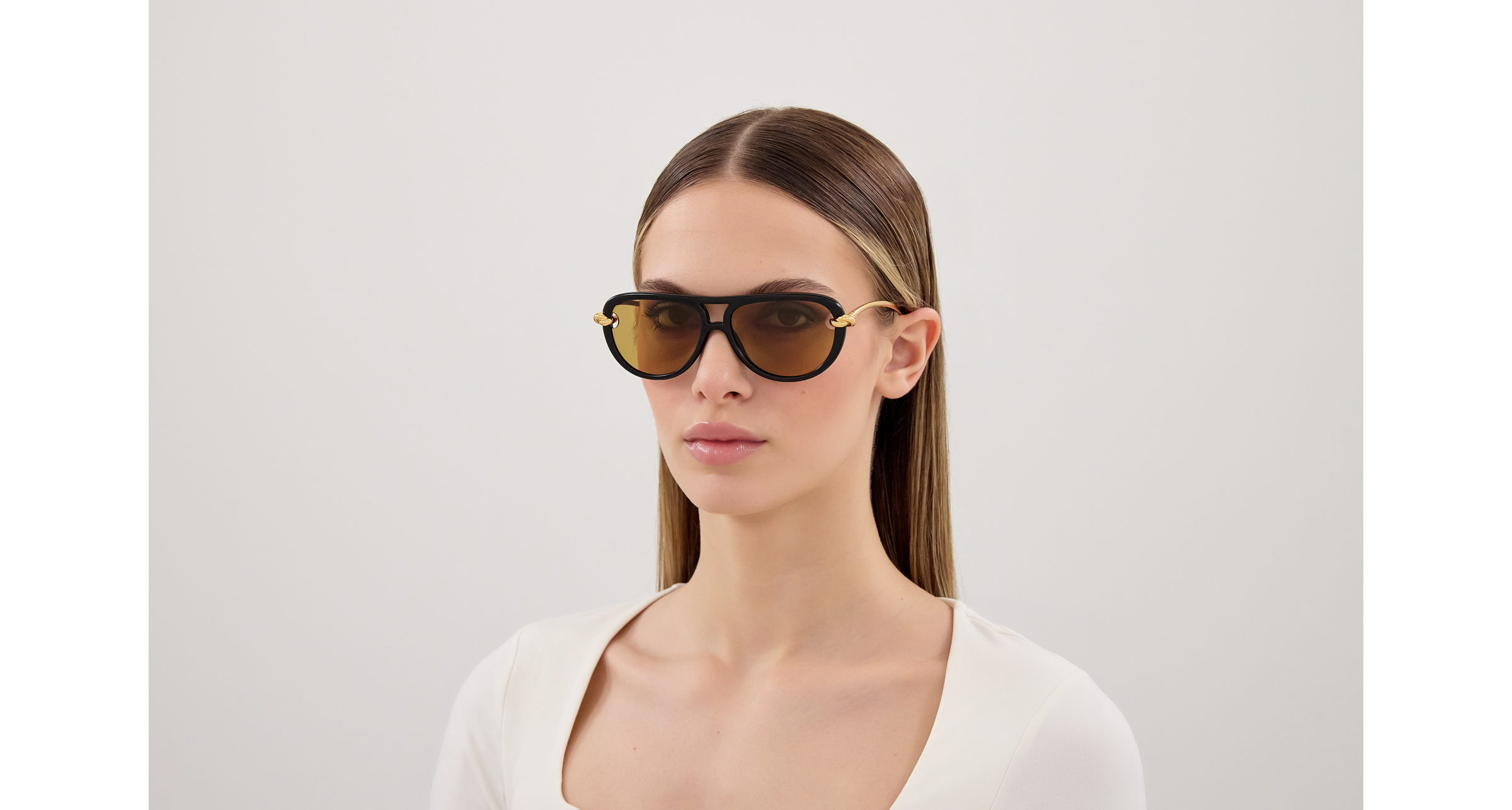 Bottega Veneta BV1418S-001 – Lunettes de soleil Aviateur noir (XL)
