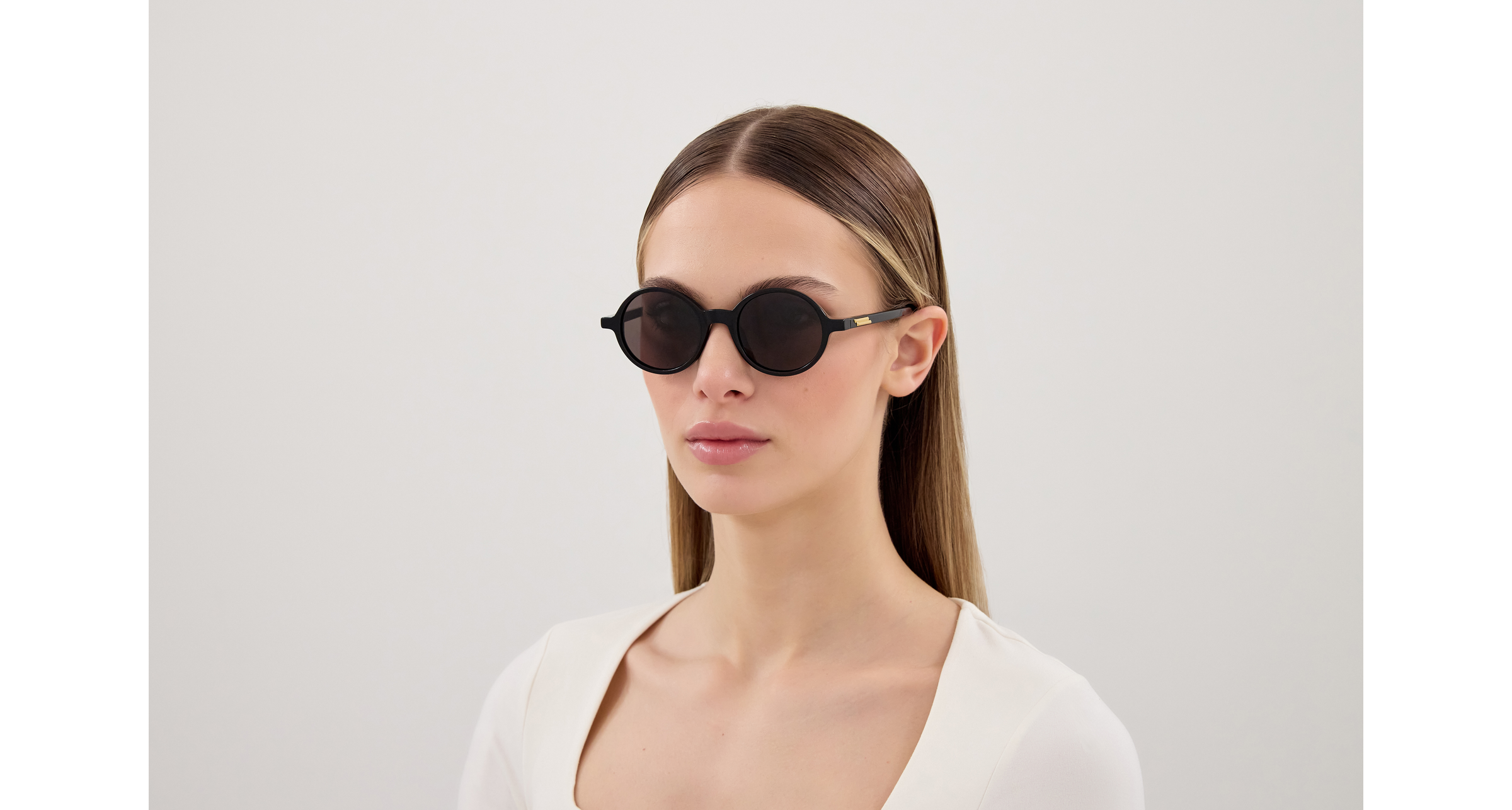 Bottega Veneta BV1430S-001 – Lunettes de soleil ronde noir (S)