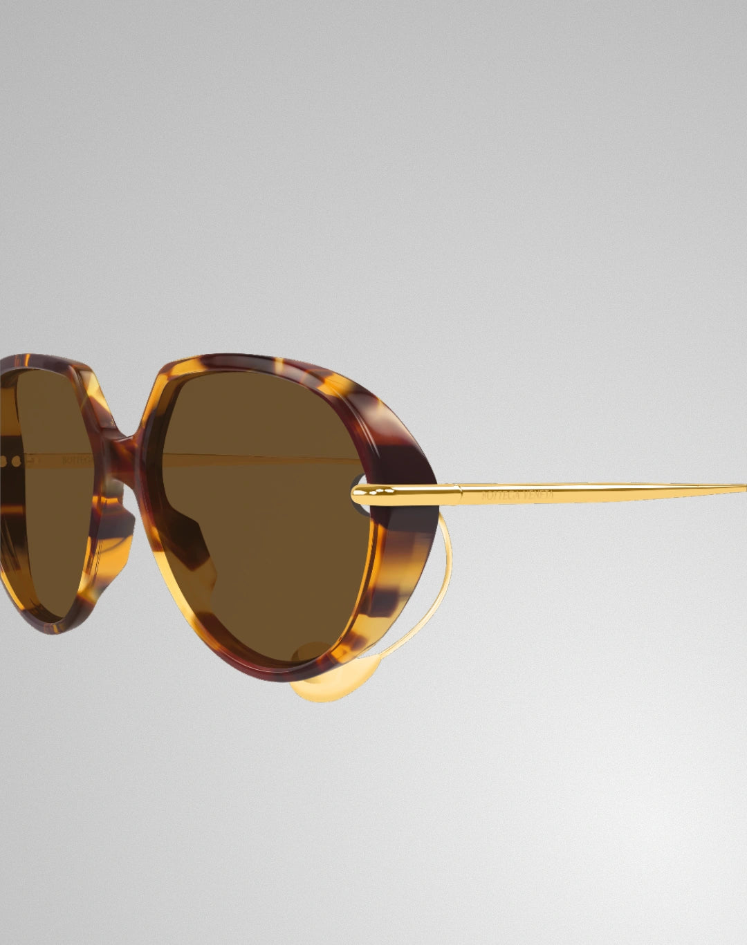 Bottega Veneta BV1436S-002 – Lunettes de soleil ronde havane (XL)