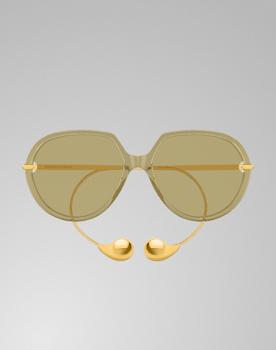 Bottega Veneta BV1436S-004 – Lunettes de soleil ronde jaune (XL)